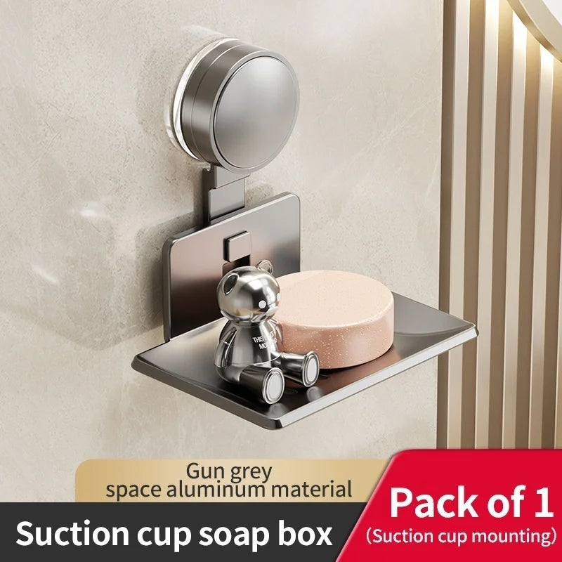 No-Drill Suction Cup storage rack soap storage rack Toilet drain box Wall-mounted bathroom soap storage rack Household soap b
