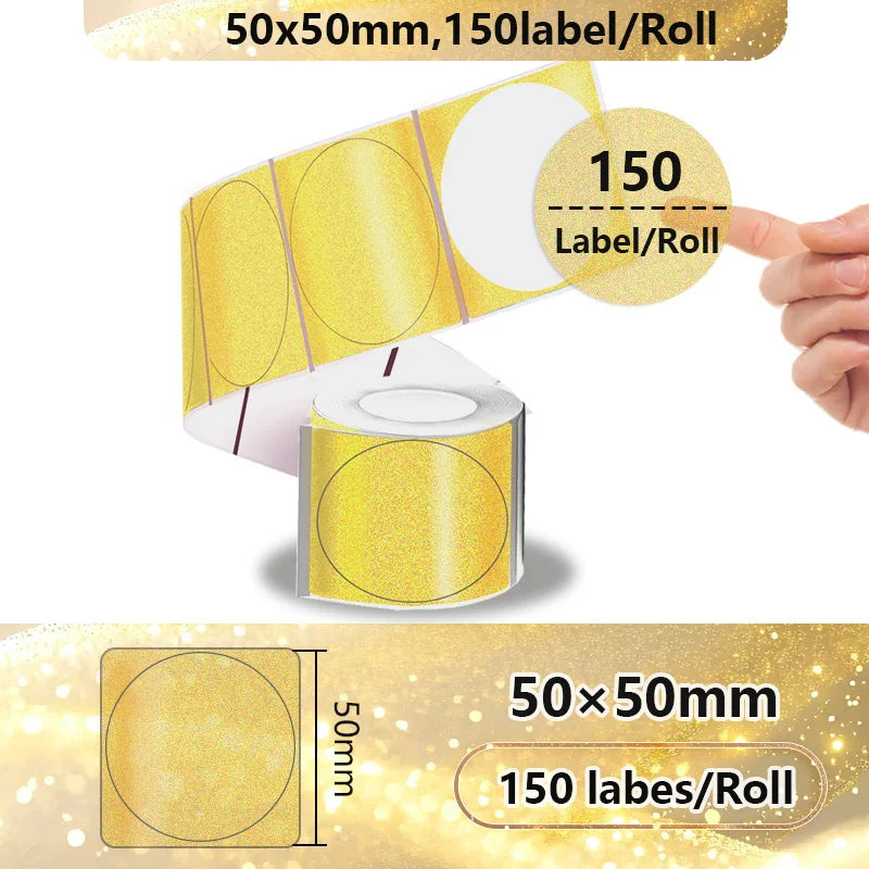 Munbyn/Nelko Holographic Laser Label Sticker Matte Silver Thermal Paper for M110 M220 M200 E210 P50 PM220 DETONG P1 WP9520 Ma