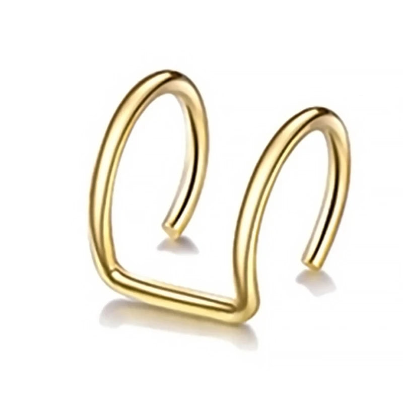 1pc Women Lips Rings Medical Titanium Steel Fake Nose Ring Septum Piercing Clip on Mouth Ring Fake Piercing Body Clip Hoop