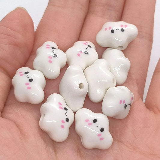 10pcs Colorful Chubby Smiling Cloud White Ceramic Beads DIY for Jewelry Making Bracelets Accessory Bead