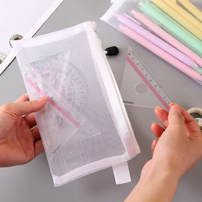 Mesh Zipper File Bag Toy storage bag building block puzzle sub-package bag children zipper transparent finishing storage box