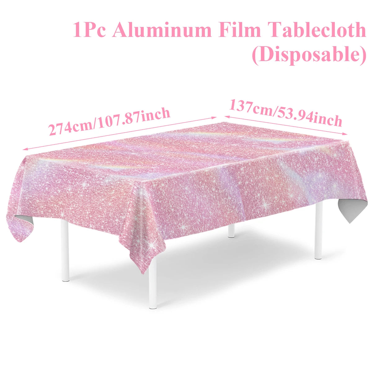 Purple Laser Disposale Tablecloth Happy Birthday Party Decoration Wedding Party Aluminum Film Table Cover Baby Shower Supplie