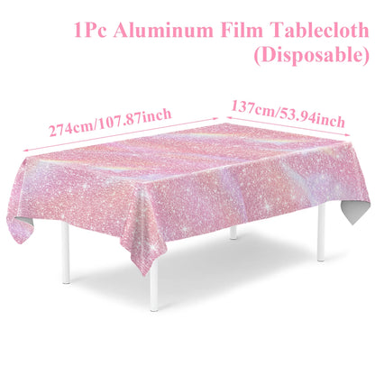 Purple Laser Disposale Tablecloth Happy Birthday Party Decoration Wedding Party Aluminum Film Table Cover Baby Shower Supplie