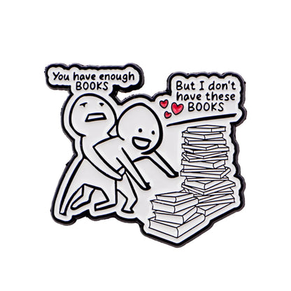 Book Lover Enamel Pin Cute Reading Themed Brooch "Just One More Chapter" Lapel Pins for Backpacks Bookworm Gift - 1