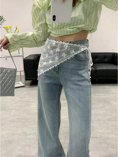 2025 ! Y2K Women Lace Tulle Bandage Skirt Stacked Lace Half Skirt Layering Small Butt Curtain Flower Triangle Hair Scarf - Bo