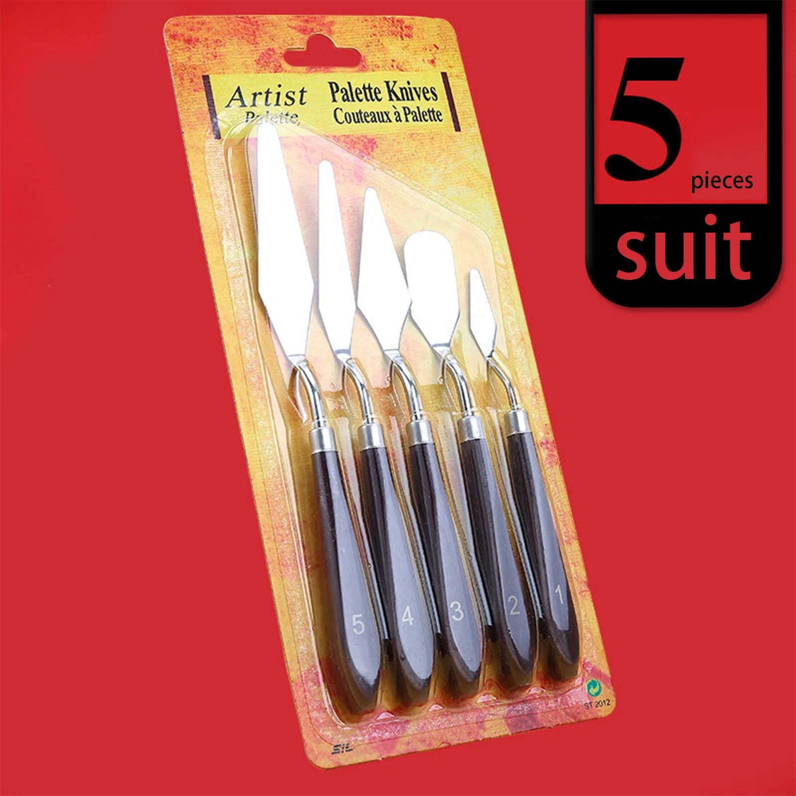5pcs Art Oil Painting Scraper Paint Scraper Wooden Handle Palette Knife Set for Gouache Oil Painting Learners