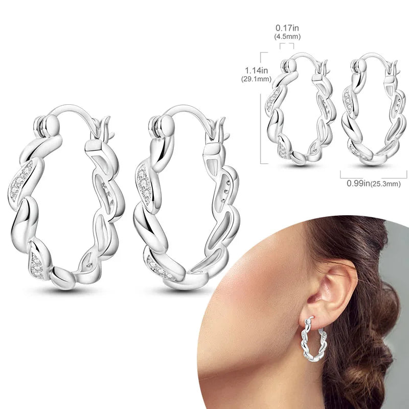 925 Sterling Silver Hoops Earrings Hypoallergenic Hoops Earrings With Zirconia Fashion Jewelry for Women Girls