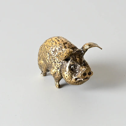 Vintage Brass Pig Small Ornaments Pure Copper Crafts Home Office Desktop Animal Decorations