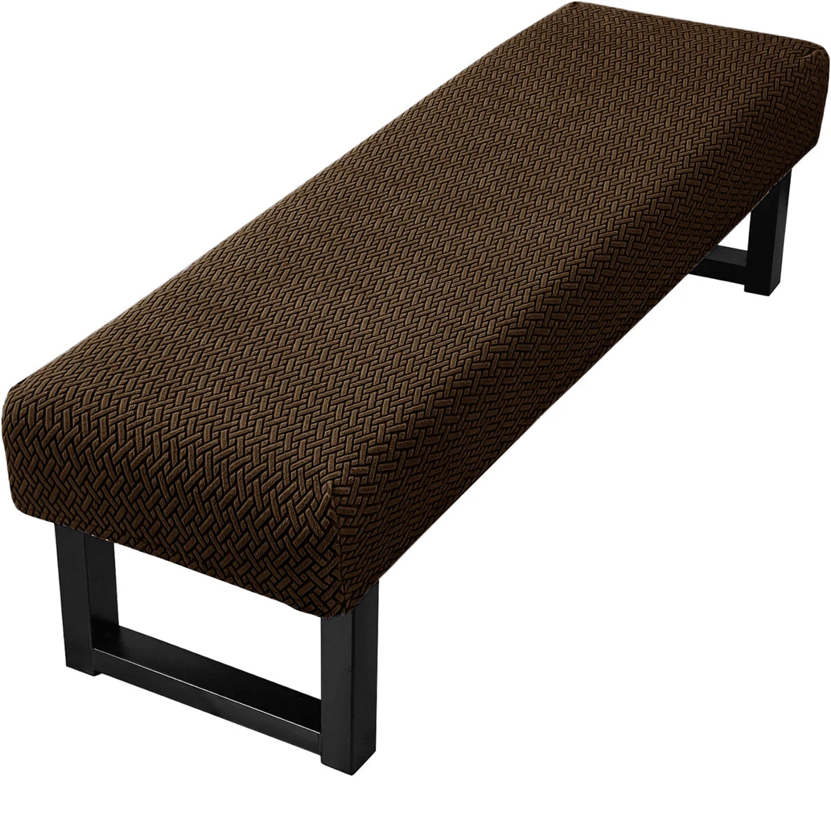 Stretch Jacquard Dining Bench Cover Living Room Anti-Dust Removable Bench Slipcover Washable Bench Seat Protector - Dark Brow