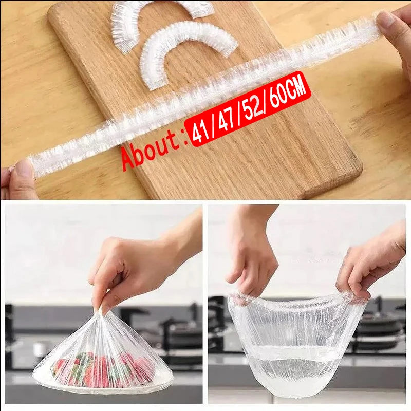 50 Pieces Disposable Food Cover Plastic Wrap Food Grade Fruit And Vegetable Plastic Bags Elastic Plastic Bags Kitchen Organiz