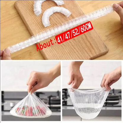 50 Pieces Disposable Food Cover Plastic Wrap Food Grade Fruit And Vegetable Plastic Bags Elastic Plastic Bags Kitchen Organiz