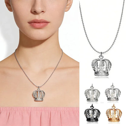 Elegant Crown Pendant Necklace Large Clavicle Chain Sweater Chain Fashion Jewelry Accessory Multiple Colors for Women Girls G