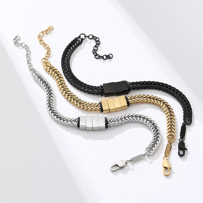 MaiLun 1pc Blank Stainless Steel Men Bracelet Engravable Beaded Men Bracelet Jewelry Gift for Father's Day