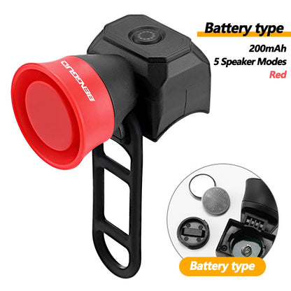 5 Modes Bicycle Horn Mountain Bike Mini Battery Waterproof Electronic Bike Bell Riding Equipment Children's Scooter Accessori