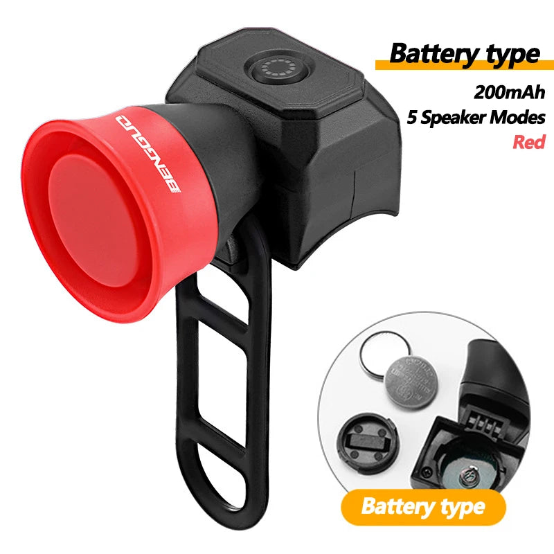 5 Modes Bicycle Horn Mountain Bike Mini Battery Waterproof Electronic Bike Bell Riding Equipment Children's Scooter Accessori