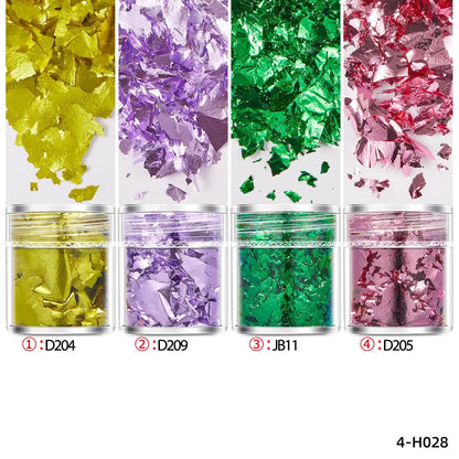 4Bottles/Set Gold Foil Leaf Flake Craft For Epoxy Resin Mold Jewelry Making Decoration Gold Foil Paper Nail Art Glitter Suppl