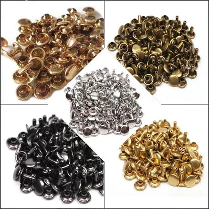 100sets 6-8mm Metal Double Cap Round Rivets Studs Collision Nail Spike Rock Leather Craft Shoe Bag Belt Garment Bracelet DIY