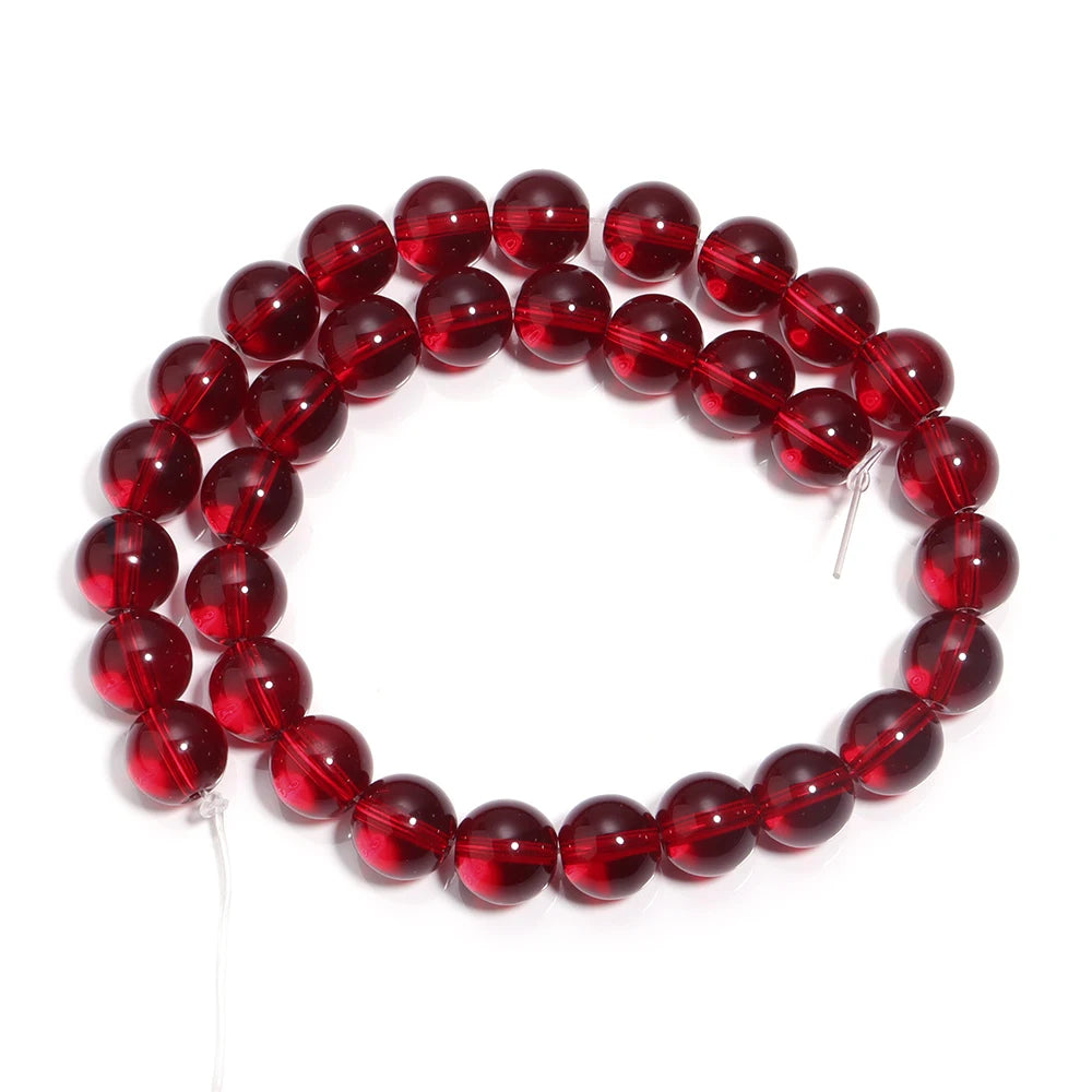 1 String Pomegranate Red Beads Loose Round Beads Glass Spacer Beads For Jewelry Making DIY Handmade DIY Bracelet Necklace Rin