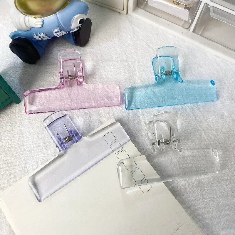 Beautiful Transparent Acrylic Clips Minimalist Style Spring Clip Student Teacher Stationery Paper Clips Sealing Clips