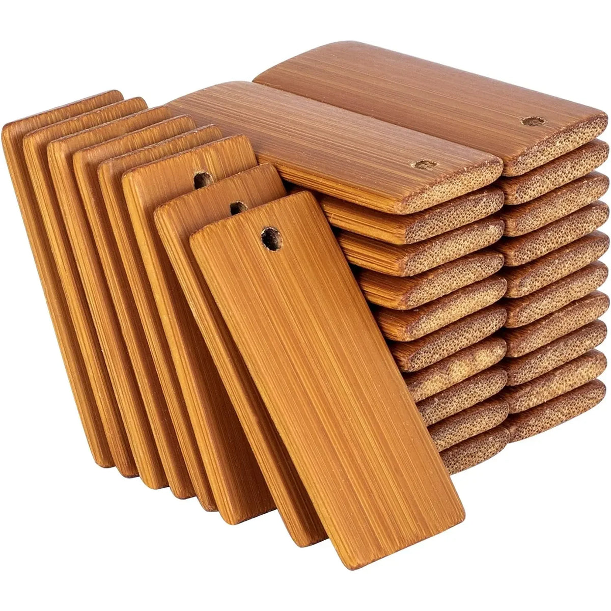50Pcs Natural Wood Blanks 45x20mm Bamboo Tags For Keychain Rings Engraving Blanks Unfinished Tags Key Ring Tag - 50pcs