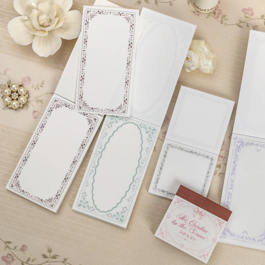 50sheets The Garden By The Seine Vintage Flower Border Memo Pad Creative DIY Journal Material Collage Stationery Note