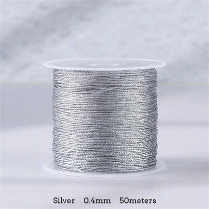 Gold/Silver Thread Macrame Cord Rope Bracelet Necklace Braided String For DIY Tassel Beading Shamballa String Supplies - 0.4m