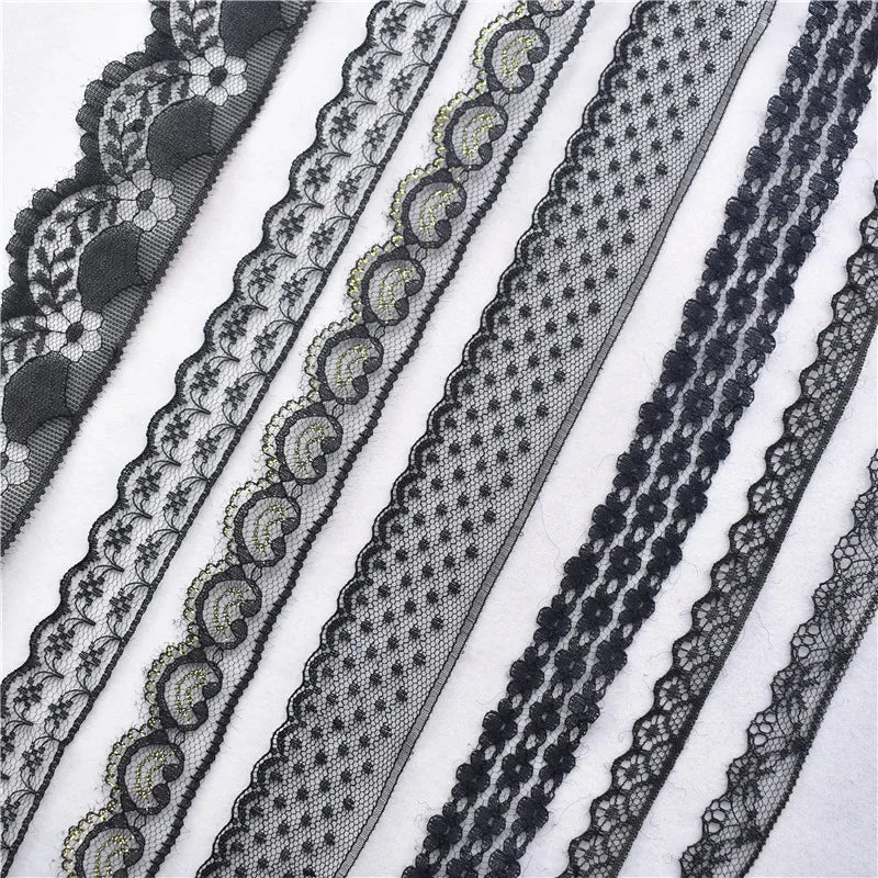 Lace Trim 10 Yards, Black Lace Ribbon for Sewing, Vintage Lace Trim for DIY Crafts, Planner Decorating, Fabric Accent Wide 14