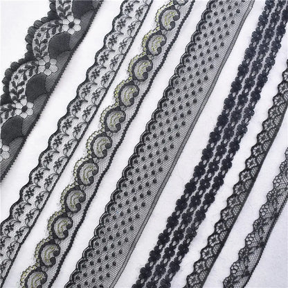 Lace Trim 10 Yards, Black Lace Ribbon for Sewing, Vintage Lace Trim for DIY Crafts, Planner Decorating, Fabric Accent Wide 14