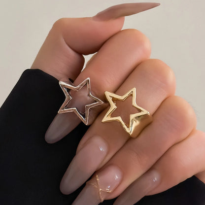 Vintage Punk Irregular Hollow Star Metal Open Rings for Women Fashion Statement Gothic Adjustable Couple Rings Y2K Wed Jewelr