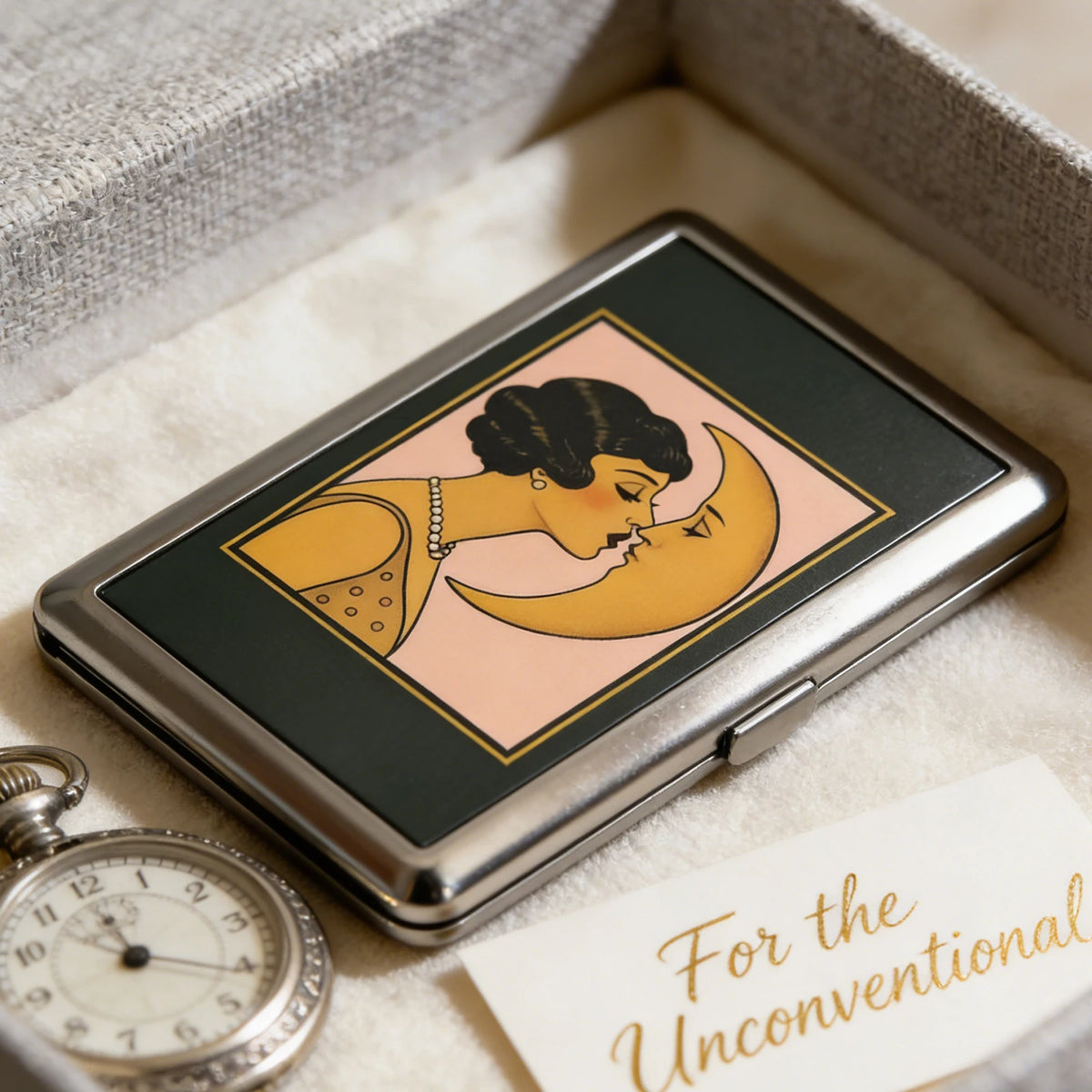 Vintage-Style Vintage Card Case Art Deco Design Metal Material Metal Case Easy Snap Multifunction Cash Case Business Card Hol