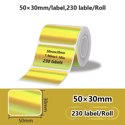 Munbyn/Nelko Holographic Laser Label Sticker Matte Silver Thermal Paper for M110 M220 M200 E210 P50 PM220 DETONG P1 WP9520 Ma