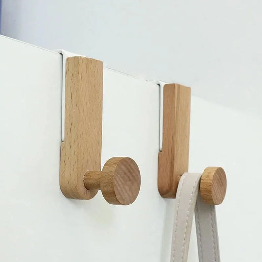 Kitchen Cabinet Hook Towels Clothes Coat Bathroom Accesories Storage Hanger Door Back Hanging Holder Iron Wooden Rack Organiz