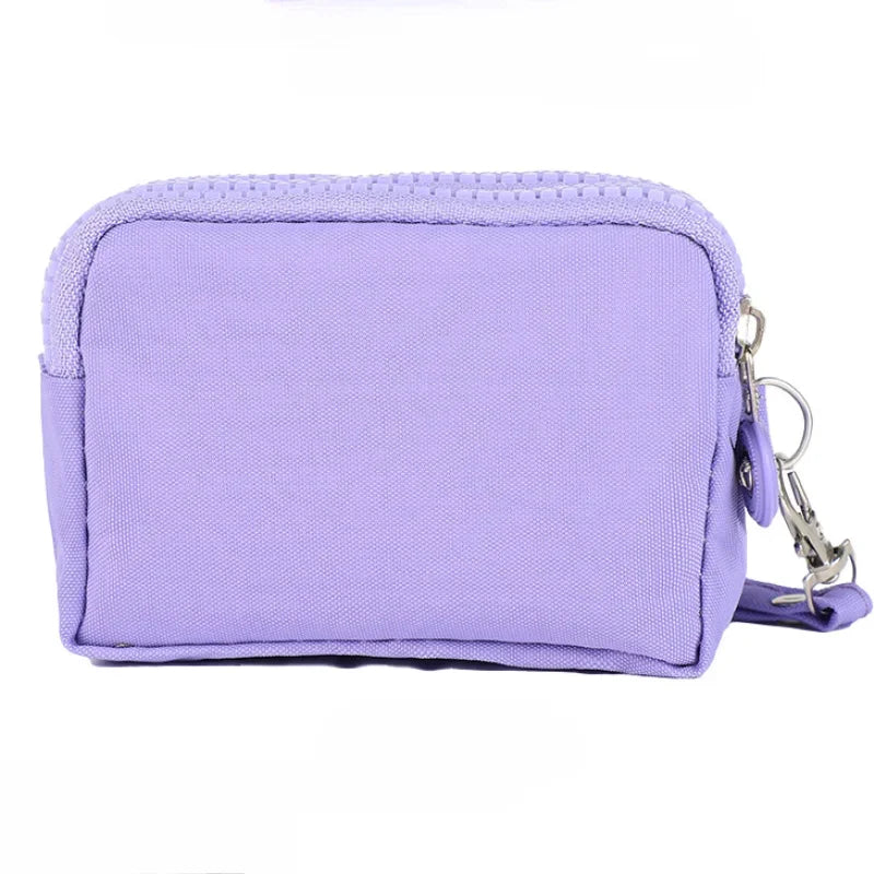 Mini Nylon Coin Purse Key Bag Women Wallets Zipper Waterproof Portable Three Layer Card Holder Female Girl Handbag Headphone 