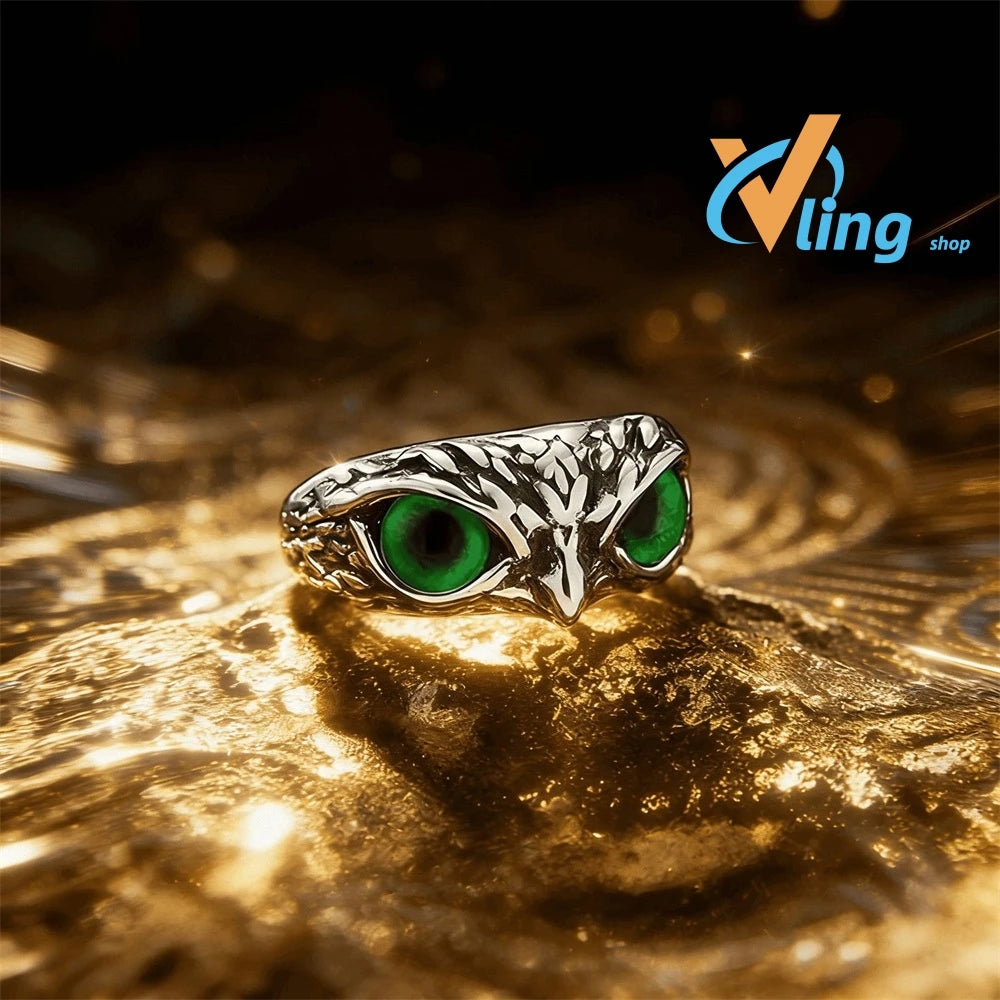 Multicolor Evil Eye Owl Adjustable Ring Antique Silver Gothic Punk Unisex Animal Finger Ring Women Men Fashion Jewelry Gift -