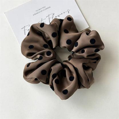 Korean Women Hair Simple Satin Scrunchies Wave Point Hair Band For Girls Ponytail Holder Rubber Bands Hair Ties Hair Accessor