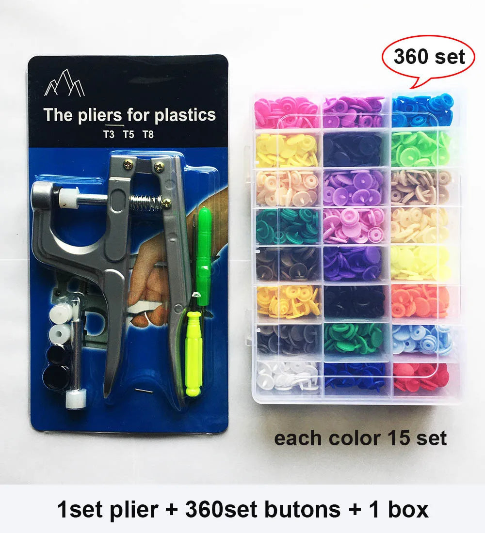 T5 Resin Snap Buttons Set Snaps U Shape Fastener Snap Pliers Buttons Kit Snaps Cloth Buttons DIY Sewing Machine Crafting Tool