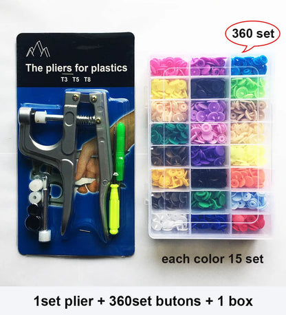 T5 Resin Snap Buttons Set Snaps U Shape Fastener Snap Pliers Buttons Kit Snaps Cloth Buttons DIY Sewing Machine Crafting Tool