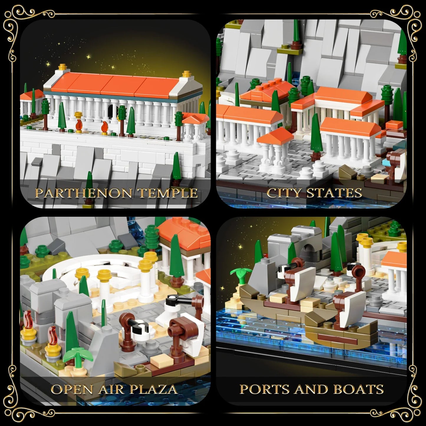‌Acropolis of Athens City Architecture Building Blocks Ancient Greeked Landmarks Model for Kids Educational Historical Puzzle