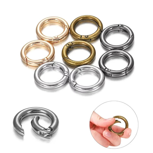 5Pcs/lot Metal O Ring Spring Clasps Openable Round Carabiner Keychain Bag Clips Hook Dog Chain Buckles Connector For DIY Jewe