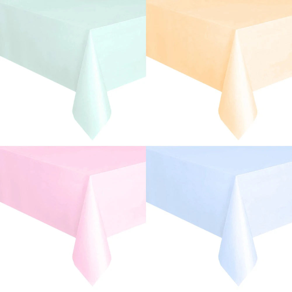 Disposable Tablecloth White Pink Table Cover Plastic Rectangle Desk Cloth for Birthday Wedding Party Table Decor Xmas