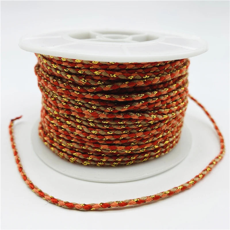 5yards/Lot 2.5mm Gold Line 100% Cotton Cord Rope Chinese Knot Macrame Cord Rope For Jewelry Making For Shamballa Bracelet - 0