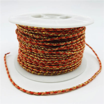 5yards/Lot 2.5mm Gold Line 100% Cotton Cord Rope Chinese Knot Macrame Cord Rope For Jewelry Making For Shamballa Bracelet - 0