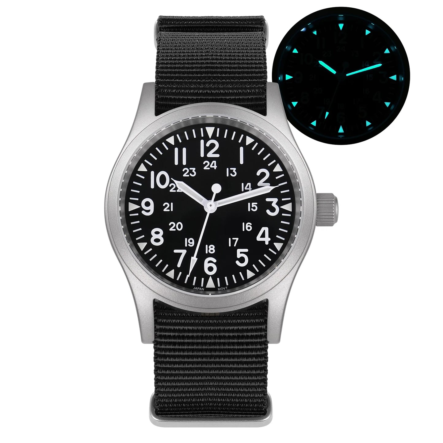Militado ML05 Vintage Watch VH31 Sweep Second Movement Domed Sapphire Crystal With High Clear AR Coating Luminous 38mm Watche