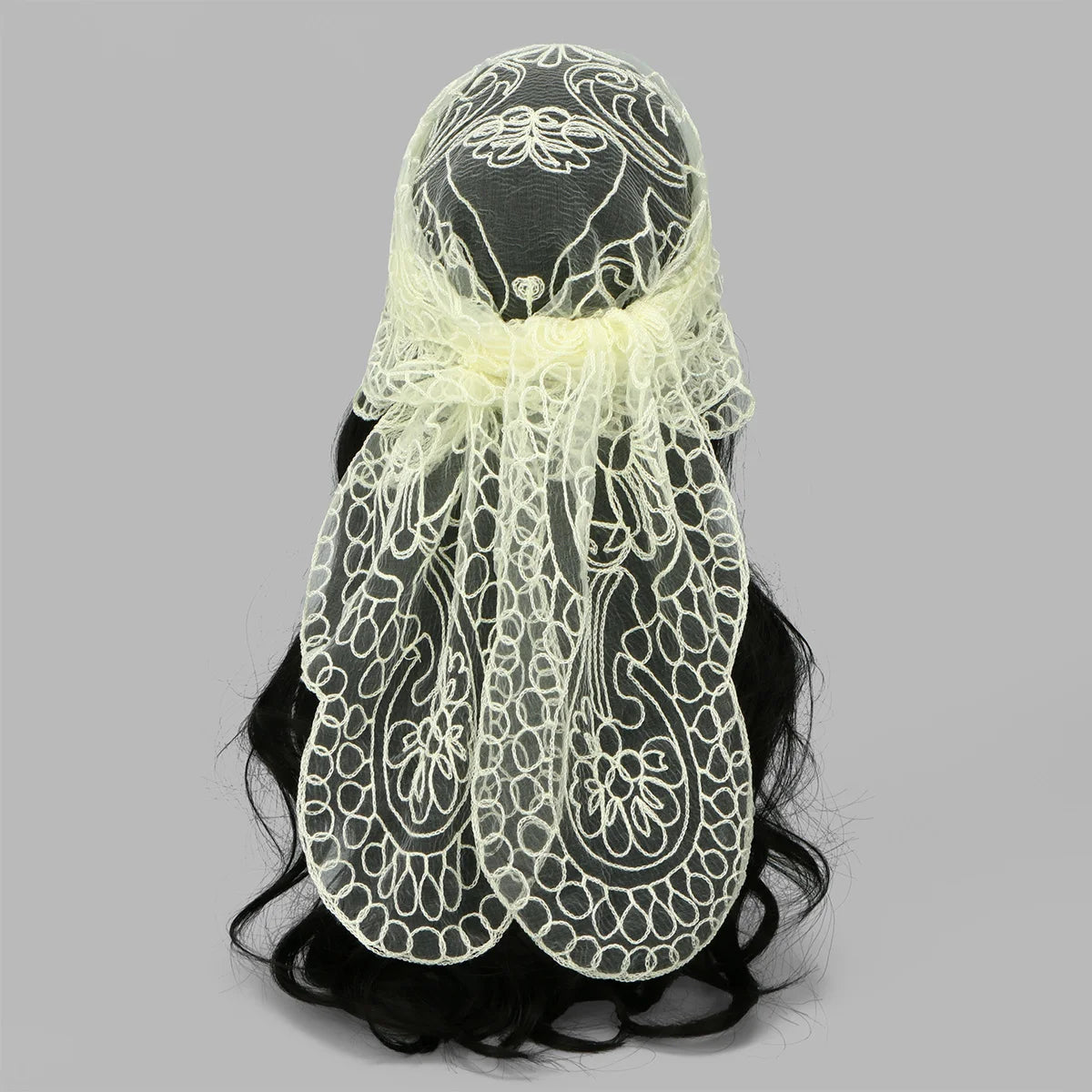 Elegant Lace Scarf Hollow Out Embroidery Foulard Bandana Solid Color Triangular Scarf Thin Vintage HandkerChiefs for Hair Wom