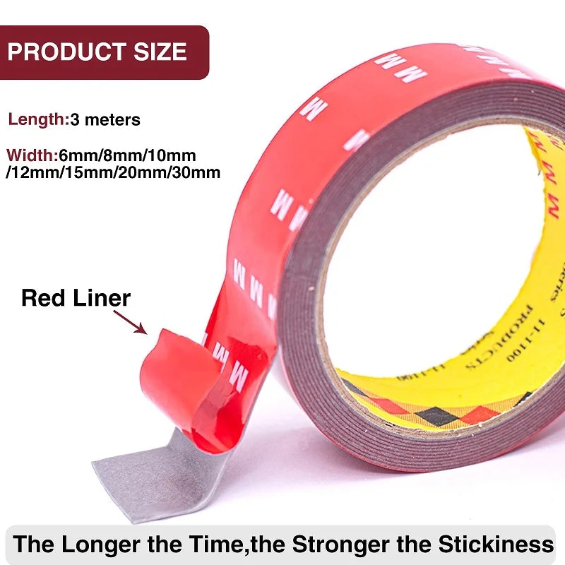 3Meters Extra Strong Double Sided Tape Adhesive 0.8mm Thick For Car Industry Special High Viscosity Mounting Fixing Sticky Ta