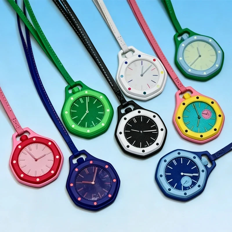 2026 New Hot Pocket Watch Octagonal Pop Style Neck Quartz Movement Candy Color Quartz Watch Color Niche Personality Removable