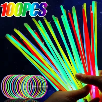 50/100Pcs Fluorescence Sticks Party Multicolor Glowing Stick Bright Colorful Light Bright Bendable Glow Bracelet Party Suppli