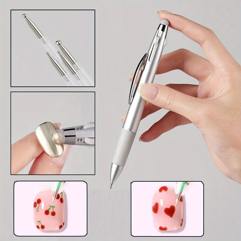 Nail Dotting Pen Nail Art Dotting Tools in Ballpoint Pen Design Nail Art Tip Dot Paint Manicure Kit for Dot Drawing Home Salo