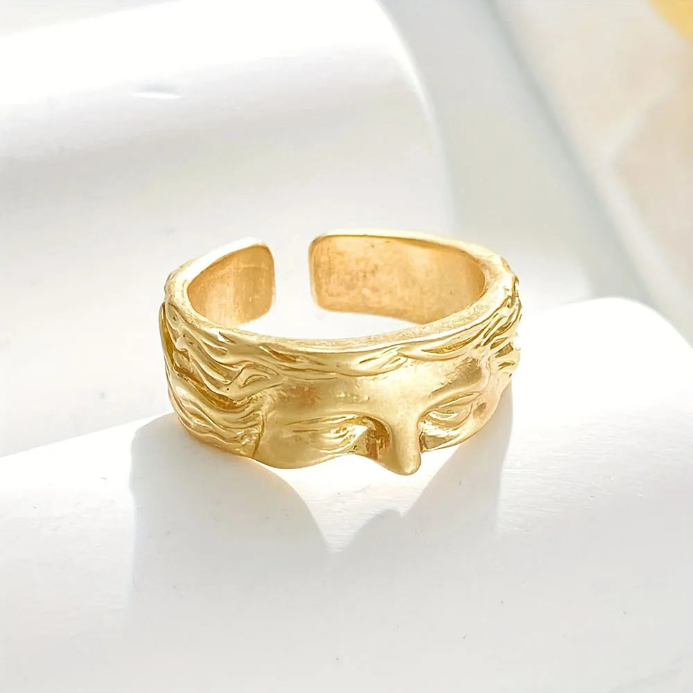 Vintage Half Face Sculpture Fashion Ring Unique Design For Women Men Suitable for Memorial Gifts Festival Gifts & Everyday