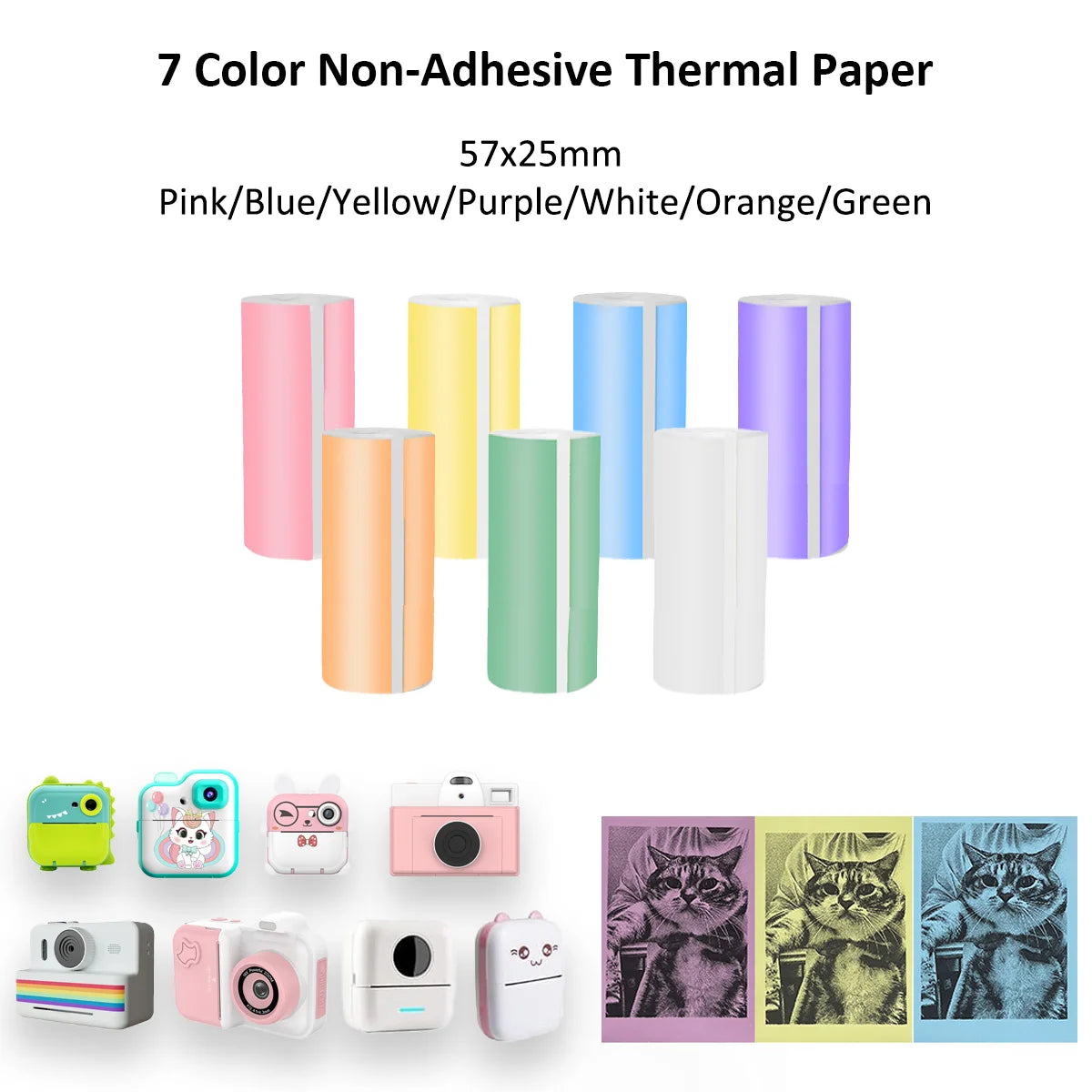 Kids Camera Instant Print Refill for Kids Instant Camera Thermal Printing BPA Free,57x25mm White Non-Adhesive Photo Print Rol
